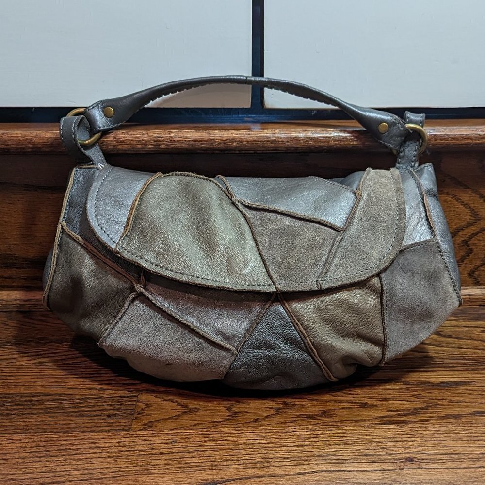 Lucky Brand gray patchwork 100% leather shoulder bag